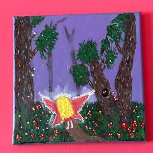 Original “The Forest Of Wonders” Fairy Acrylic Painting 10x10 Enchanted Forest
